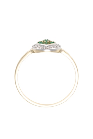 Anel Bouclier - Ouro amarelo, diamantes e esmeraldas