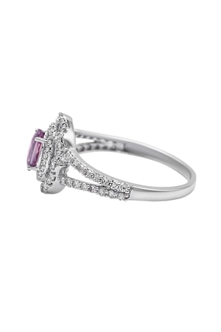 Anel Lycoris - Ouro branco, diamantes e safira