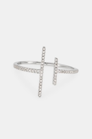 Anel Parallèle asymétrique - Ouro branco e diamantes
