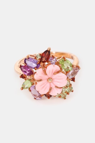 Anel Jardin Royal - Ouro rosa, ametista, rodonita, ametista rosa, grenada e peridoto
