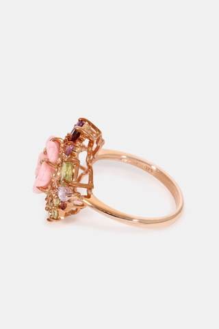Anel Jardin Royal - Ouro rosa, ametista, rodonita, ametista rosa, grenada e peridoto