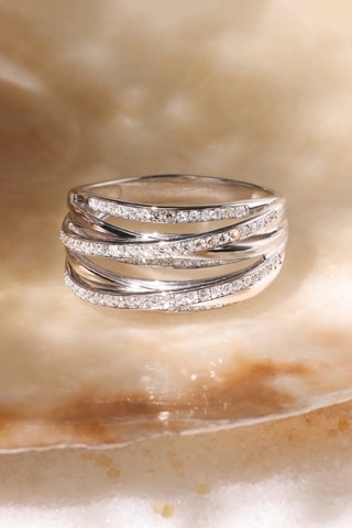 Anel Entrelacs Voltaire - Ouro branco e diamantes 