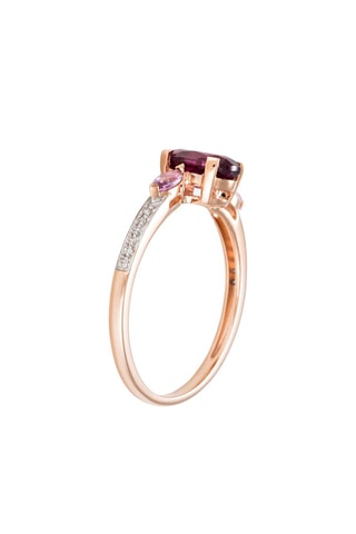 Anel - Ouro rosa, diamantes, safiras e rodolita
