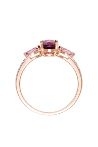 Anel - Ouro rosa, diamantes, safiras e rodolita