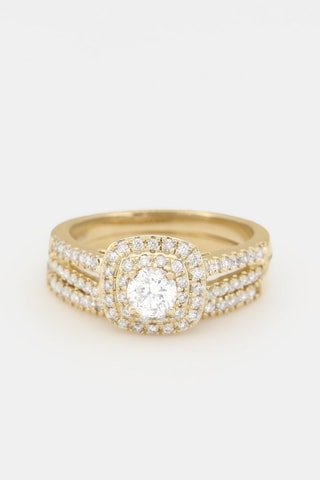 2 anéis Duo de Bagues Carré Passion - Ouro amarelo, diamantes e solitário