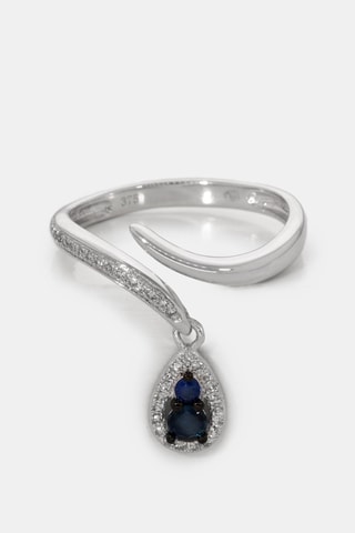 Anel ajustável Soélie - Ouro branco, diamantes e safiras