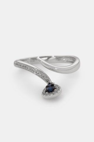 Anel ajustável Soélie - Ouro branco, diamantes e safiras