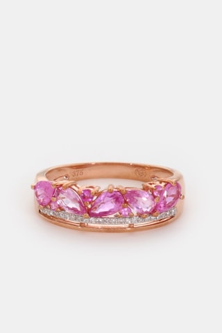 Anel Pétalos de Flor - Ouro rosa, diamantes e safira