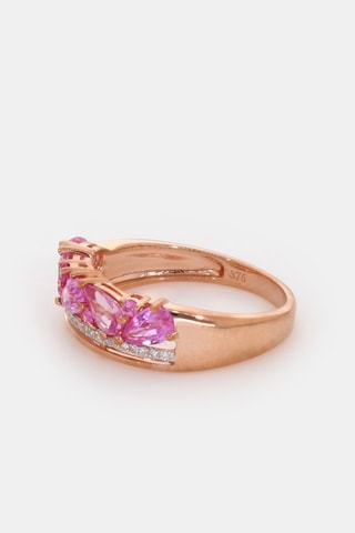 Anel Pétalos de Flor - Ouro rosa, diamantes e safira