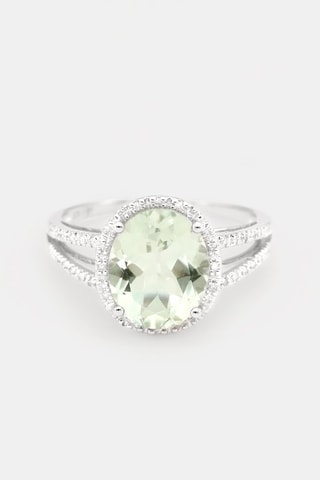 Anel Ovale Amethyste Verte - Ouro branco, diamantes e ametista