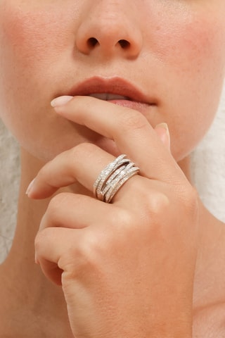 Anel New Entrelacs Candides - Ouro branco e diamantes