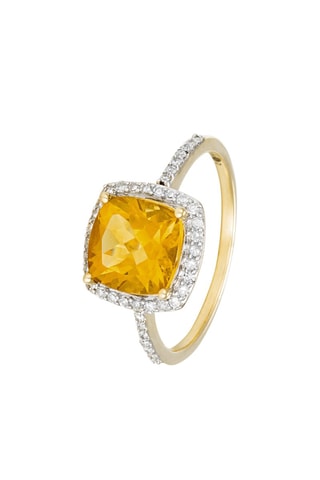 Anel Rio Grande  Ouro amarelo, diamantes 0,22 quilates/42 e citrino 2,37 quilates