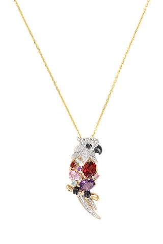 Pendente Perroquet - Ouro amarelo, diamantes, granadas, ametistas, safiras e topázios