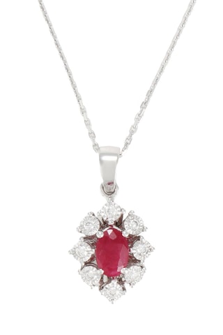 Pendente Théa - Ouro branco, diamantes e rubis