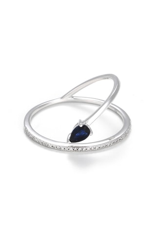 Anel Syrna - Ouro branco, diamantes e safira
