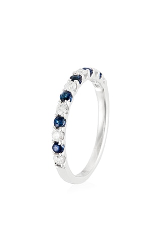 Anel Ecume Bleu - Ouro branco, diamantes e safiras