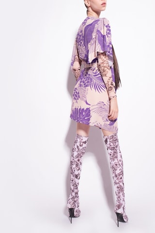 Vestido cruzado - Beige y violeta