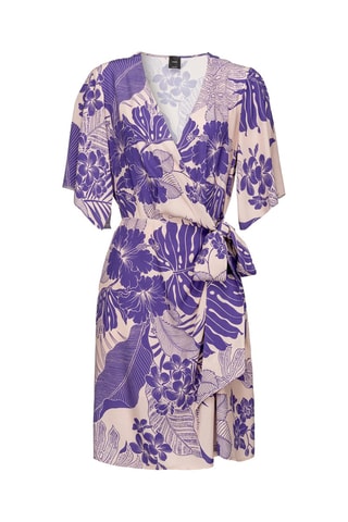 Vestido cruzado - Beige y violeta