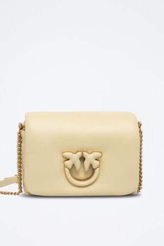 Bandolera de piel ovina - Beige y dorado