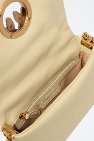 Bandolera de piel ovina - Beige y dorado
