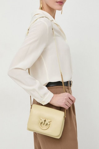 Bandolera de piel ovina - Beige y dorado