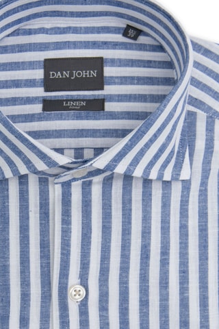 Camisa de lino - Blanco y azul