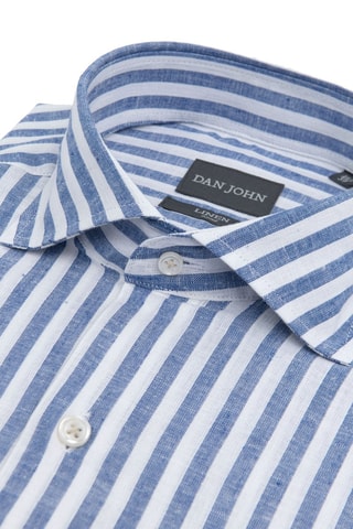Camisa de lino - Blanco y azul