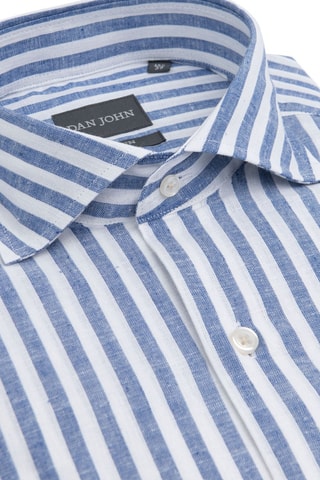 Camisa de lino - Blanco y azul