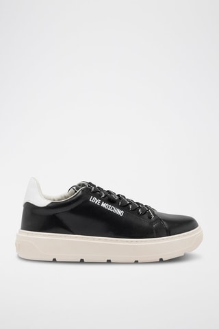 Zapatillas de piel con plataforma - Moschino - Negro