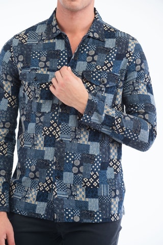Camisa - Glanshirt - Negro y azul