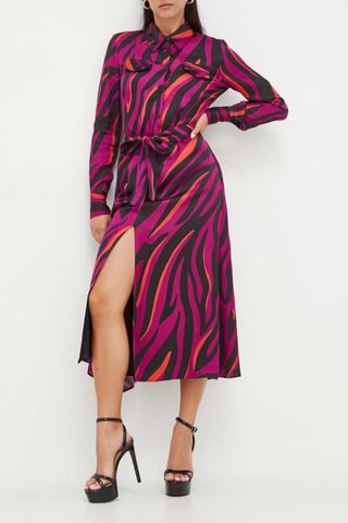 Vestido camisero - Negro, blanco y fucsia