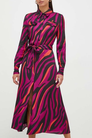 Vestido camisero - Negro, blanco y fucsia