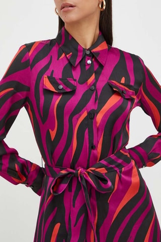 Vestido camisero - Negro, blanco y fucsia