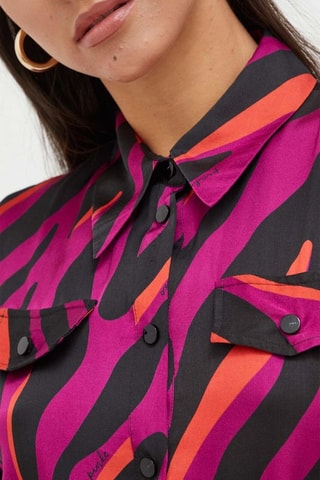 Vestido camisero - Negro, blanco y fucsia