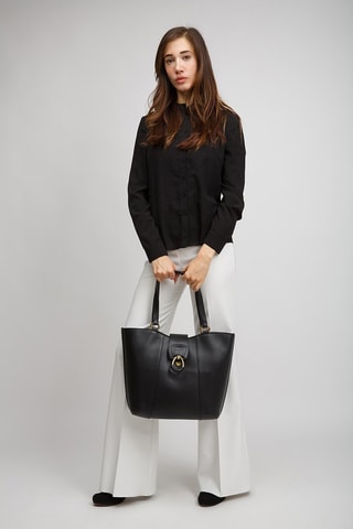 Bolso shopper de piel Erica - The Bridge - Negro y dorado