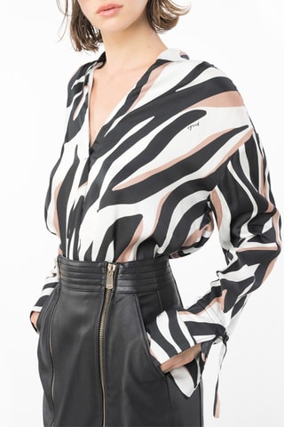 Blusa - Negro, blanco y rosa