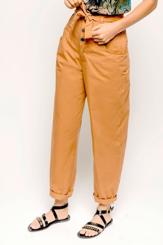Pantalón 7/8 de tiro alto - Camel