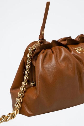 Bolso de mano de piel ovina - Marrón