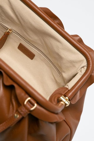 Bolso de mano de piel ovina - Marrón