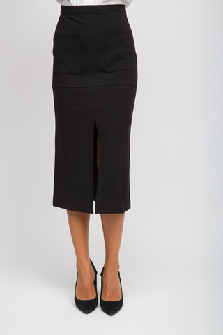 Falda recta de talle alto - Negro