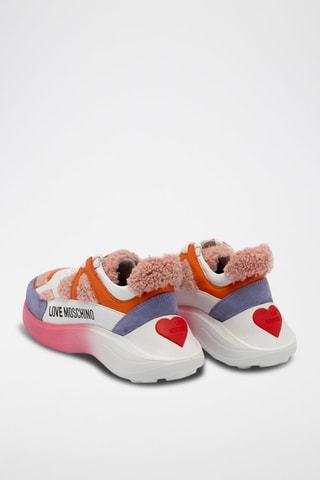 Zapatillas de piel con plataforma - Moschino - Blanco