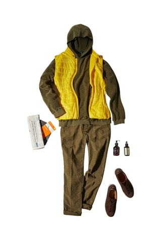 Anorak slim fit sin mangas - Incotex - Amarillo