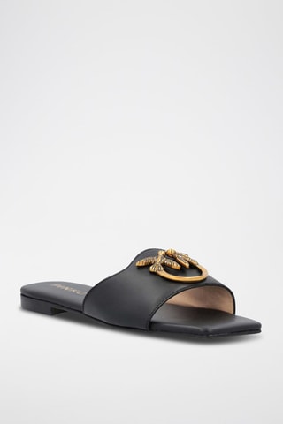 Sandalias de piel bovina - Negro y dorado
