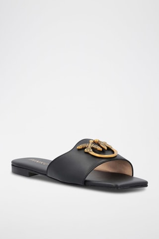 Sandalias de piel bovina - Negro y dorado