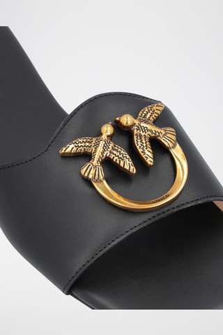 Sandalias de piel bovina - Negro y dorado