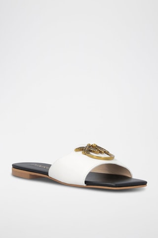 Sandalias de piel bovina - Blanco y dorado