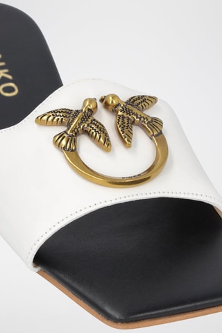 Sandalias de piel bovina - Blanco y dorado