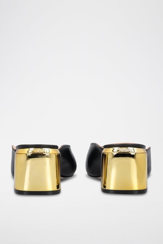Sandalias de piel de tacón - Negro y dorado