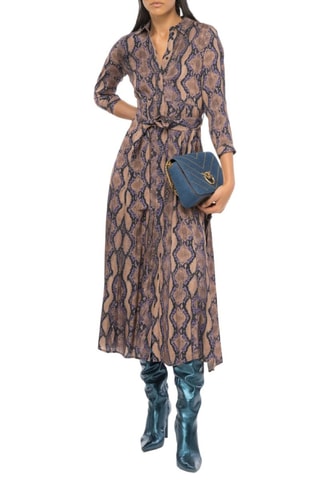 Vestido camisero - Beige y azul