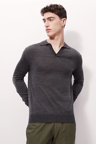 Polo en laine - La Martina - Gris foncé